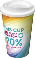 Brite-Americano® Eco 350 ml:n eristetty kahvimuki, valkoinen liikelahja logopainatuksella