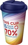 Brite-Americano® Eco 350 ml:n läikyttämätön eristetty kahvimuki, sininen liikelahja logopainatuksella