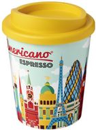 Brite-Americano® Espresso 250 ml eristetty muki, keltainen liikelahja logopainatuksella