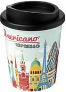Brite-Americano® Espresso 250 ml eristetty muki, musta liikelahja logopainatuksella