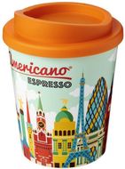 Brite-Americano® Espresso 250 ml eristetty muki, oranssi liikelahja logopainatuksella