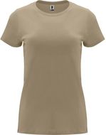 Capri naisten lyhythihainen t-paita, hiekka liikelahja logopainatuksella
