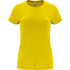 Capri naisten lyhythihainen t-paita, keltainen liikelahja logopainatuksella