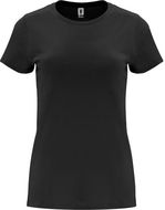 Capri naisten lyhythihainen t-paita, musta liikelahja logopainatuksella