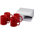 Ceramic-muki, 4 kappaleen lahjapakkaus, punainen liikelahja logopainatuksella