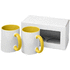 Ceramic-sublimaatiomuki, 2 kappaleen lahjapakkaus, keltainen liikelahja omalla logolla tai painatuksella