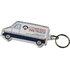 Combo-avaimenperä, pakettiauton muotoinen, läpikuultava-valkoinen liikelahja logopainatuksella