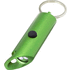 Flare kierrätetystä alumiinista valmistettu LED-valo ja pullonavaaja avainketjulla, vihreä liikelahja logopainatuksella