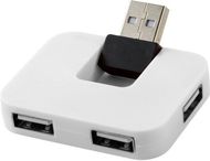 Gaia-USB-hubi, 4 porttia, valkoinen liikelahja logopainatuksella