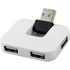 Gaia-USB-hubi, 4 porttia, valkoinen liikelahja logopainatuksella