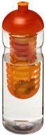 H2O Active® Base 650 ml kupukantinen urheilujuomapullo & uuttaja, läpikuultava-valkoinen, oranssi liikelahja logopainatuksella