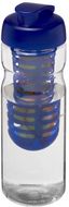 H2O Active® Base 650 ml läppäkantinen urheilujuomapullo & uuttaja, läpikuultava-valkoinen, sininen liikelahja logopainatuksella