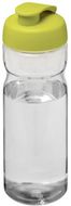 H2O Active® Base 650 ml läppäkantinen urheilujuomapullo, läpikuultava-valkoinen, kalkinvihreä liikelahja logopainatuksella
