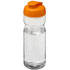 H2O Active® Base 650 ml läppäkantinen urheilujuomapullo, läpikuultava-valkoinen, oranssi liikelahja logopainatuksella