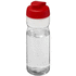 H2O Active® Base 650 ml läppäkantinen urheilujuomapullo, läpikuultava-valkoinen, punainen liikelahja logopainatuksella