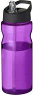 H2O Active® Eco Base 650 ml -urheilujuomapullo kaatonokkakannella, musta, violetti liikelahja logopainatuksella