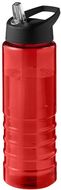 H2O Active® Eco Treble 750 ml:n juomapullo sporttikorkilla, musta, punainen liikelahja logopainatuksella