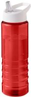 H2O Active® Eco Treble 750 ml:n juomapullo sporttikorkilla, valkoinen, punainen liikelahja logopainatuksella