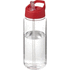 H2O Active® Octave Tritan 600 ml urheilujuomapullo nokallisella korkilla, läpikuultava-valkoinen, punainen liikelahja logopainatuksella