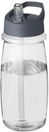 H2O Active® Pulse 600 ml -urheilujuomapullo kaatonokkakannella, läpikuultava-valkoinen, myrskyinen-harmaa liikelahja logopainatuksella