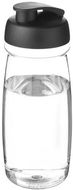 H2O Active® Pulse 600 ml flip kansi urheilujuomapullo, läpikuultava-valkoinen, musta liikelahja logopainatuksella