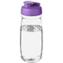 H2O Active® Pulse 600 ml flip kansi urheilujuomapullo, läpikuultava-valkoinen, violetti liikelahja logopainatuksella