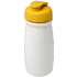 H2O Active® Pulse 600 ml flip kansi urheilujuomapullo, valkoinen, keltainen liikelahja logopainatuksella