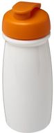 H2O Active® Pulse 600 ml flip kansi urheilujuomapullo, valkoinen, oranssi liikelahja logopainatuksella