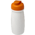 H2O Active® Pulse 600 ml flip kansi urheilujuomapullo, valkoinen, oranssi liikelahja logopainatuksella
