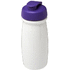H2O Active® Pulse 600 ml flip kansi urheilujuomapullo, valkoinen, violetti liikelahja logopainatuksella