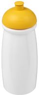 H2O Active® Pulse 600 ml kupukantinen urheilujuomapullo, valkoinen, keltainen liikelahja logopainatuksella