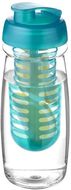 H2O Active® Pulse 600 ml läppäkantinen urheilujuomapullo & uuttaja, läpikuultava-valkoinen, aqua-blue liikelahja logopainatuksella