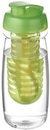 H2O Active® Pulse 600 ml läppäkantinen urheilujuomapullo & uuttaja, läpikuultava-valkoinen, kalkinvihreä liikelahja logopainatuksella