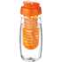 H2O Active® Pulse 600 ml läppäkantinen urheilujuomapullo & uuttaja, läpikuultava-valkoinen, oranssi liikelahja logopainatuksella