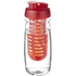 H2O Active® Pulse 600 ml läppäkantinen urheilujuomapullo & uuttaja, läpikuultava-valkoinen, punainen liikelahja logopainatuksella