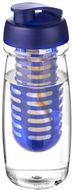 H2O Active® Pulse 600 ml läppäkantinen urheilujuomapullo & uuttaja, läpikuultava-valkoinen, sininen liikelahja logopainatuksella