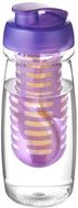 H2O Active® Pulse 600 ml läppäkantinen urheilujuomapullo & uuttaja, läpikuultava-valkoinen, violetti liikelahja logopainatuksella