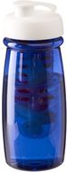 H2O Active® Pulse 600 ml läppäkantinen urheilujuomapullo & uuttaja, valkoinen, läpikuultava-sininen liikelahja logopainatuksella