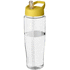 H2O Active® Tempo 700 ml kaatonokkakantinen urheilujuomapullo, läpikuultava-valkoinen, keltainen liikelahja logopainatuksella