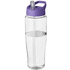 H2O Active® Tempo 700 ml kaatonokkakantinen urheilujuomapullo, läpikuultava-valkoinen, violetti liikelahja logopainatuksella