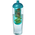 H2O Active® Tempo 700 ml kupukantinen urheilujuomapullo & uuttaja, läpikuultava-valkoinen, aqua-blue liikelahja logopainatuksella