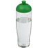H2O Active® Tempo 700 ml kupukantinen urheilujuomapullo, läpikuultava-valkoinen, vihreä liikelahja logopainatuksella