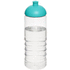 H2O Active® Treble 750 ml -urheilujuomapullo kupukannella, läpikuultava-valkoinen, aqua-blue liikelahja logopainatuksella