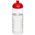 H2O Active® Treble 750 ml -urheilujuomapullo kupukannella, läpikuultava-valkoinen, punainen liikelahja logopainatuksella