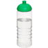 H2O Active® Treble 750 ml -urheilujuomapullo kupukannella, läpikuultava-valkoinen, vihreä liikelahja logopainatuksella