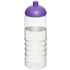 H2O Active® Treble 750 ml -urheilujuomapullo kupukannella, läpikuultava-valkoinen, violetti liikelahja logopainatuksella