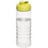 H2O Active® Treble 750 ml -urheilujuomapullo läppäkannella, läpikuultava-valkoinen, kalkinvihreä liikelahja logopainatuksella