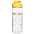 H2O Active® Treble 750 ml -urheilujuomapullo läppäkannella, läpikuultava-valkoinen, keltainen liikelahja logopainatuksella