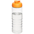H2O Active® Treble 750 ml -urheilujuomapullo läppäkannella, läpikuultava-valkoinen, oranssi liikelahja logopainatuksella
