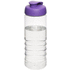 H2O Active® Treble 750 ml -urheilujuomapullo läppäkannella, läpikuultava-valkoinen, violetti liikelahja logopainatuksella